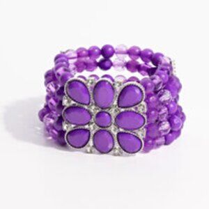 Paparazzi Everything is New - Purple Bead Silver Stretchy Bracelet